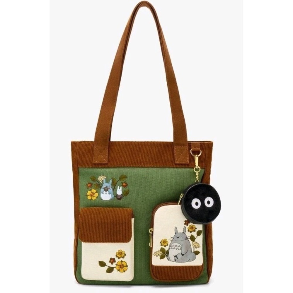 Studio Ghibli My Neighbor Totoro Floral Corduroy Embroidered Tote Bag & Coin Bag
